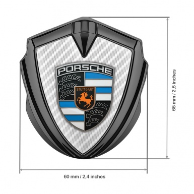 Porsche 3D Car Metal Domed Emblem Graphite White Carbon Blue Parts