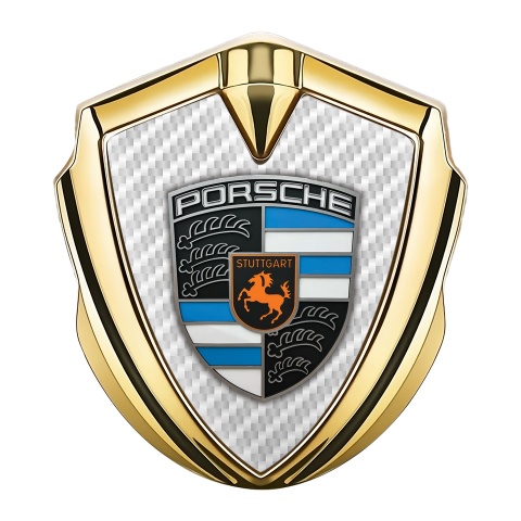 Porsche 3D Car Metal Domed Emblem Gold White Carbon Blue Parts