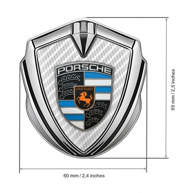 Porsche 3D Car Metal Domed Emblem Silver White Carbon Blue Parts