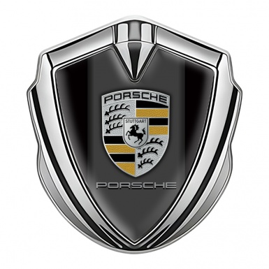 Porsche Trunk Metal Emblem Badge Silver Black Grey Base Brass Color