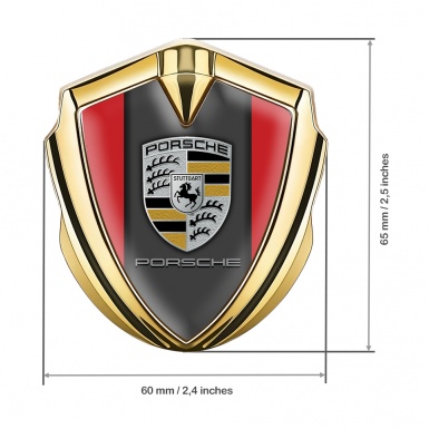 Porsche Self Adhesive Bodyside Emblem Gold Red Base Copper Color