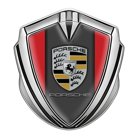 Porsche Self Adhesive Bodyside Emblem Silver Red Base Copper Color