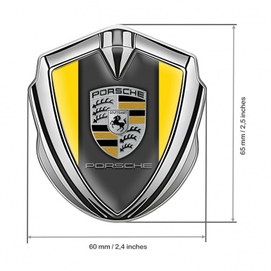 Porsche Metal Emblem Self Adhesive Silver Yellow Base Sandy Elements