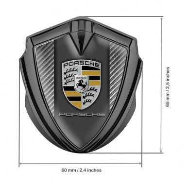 Porsche 3D Car Metal Domed Emblem Graphite Light Carbon Sandy Motif