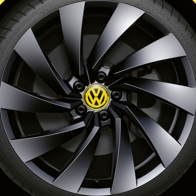 VW Volkswagen Center Hub Dome Stickers Yellow Brushed Style