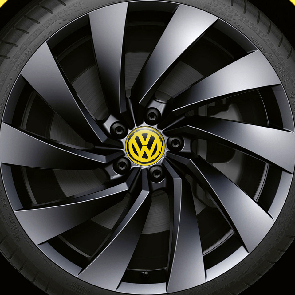 VW Volkswagen Center Hub Dome Stickers Yellow Brushed Style | Wheel ...