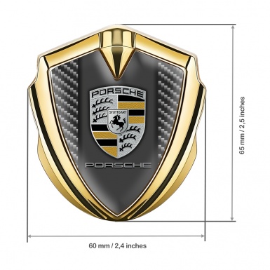 Porsche Tuning Emblem Self Adhesive Gold Light Carbon Dark Pilon Design