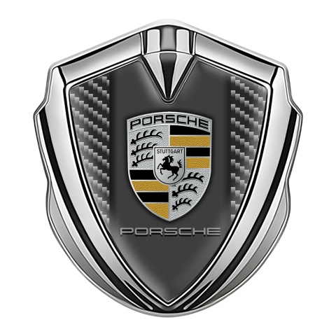 Porsche Tuning Emblem Self Adhesive Silver Light Carbon Dark Pilon Design