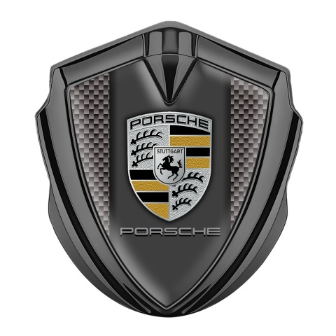 Porsche Tuning Emblem Self Adhesive Graphite Dark Carbon Center Pilon Design