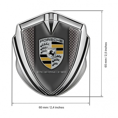 Porsche Tuning Emblem Self Adhesive Silver Dark Carbon Center Pilon Design