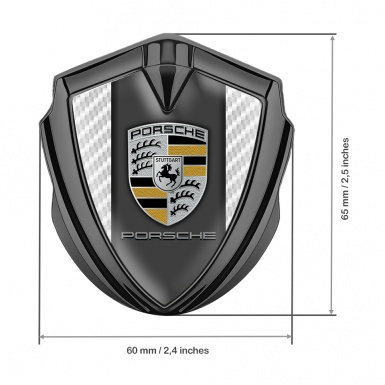 Porsche Trunk Metal Emblem Badge Graphite White Carbon Silver Crest Design