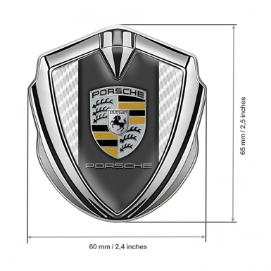 Porsche Trunk Metal Emblem Badge Silver White Carbon Silver Crest Design