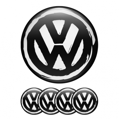 VW Silicone Stickers Center Cap Black Brushed Style