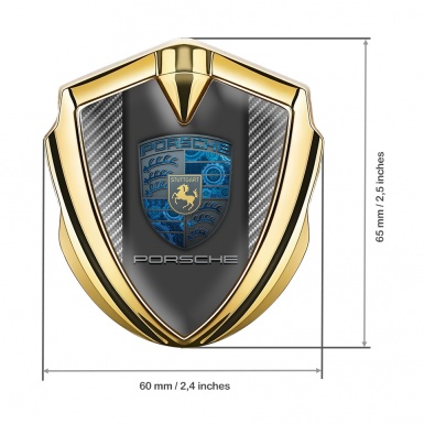 Porsche Self Adhesive Bodyside Emblem Gold Light Carbon Blue Cogwheels