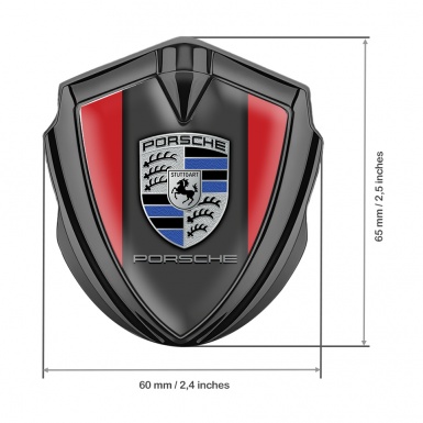 Porsche Bodyside Badge Self Adhesive Graphite Red Base Blue Elements Motif