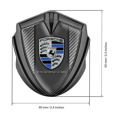 Porsche Tuning Emblem Self Adhesive Graphite Light Carbon Blue Segments Design