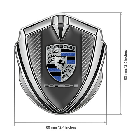 Porsche Tuning Emblem Self Adhesive Silver Light Carbon Blue Segments Design
