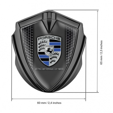 Porsche Bodyside Domed Emblem Graphite Onyx Mesh Blue Segment Version