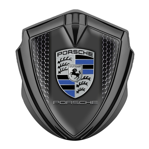 Porsche Bodyside Domed Emblem Graphite Onyx Mesh Blue Segment Version