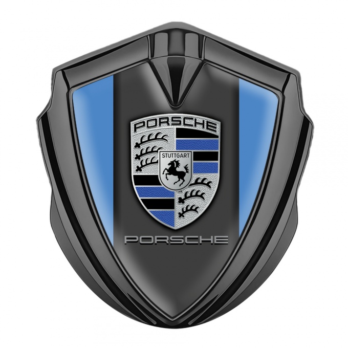 Porsche Bodyside Badge Self Adhesive Graphite Blue Base Denim Color Crest