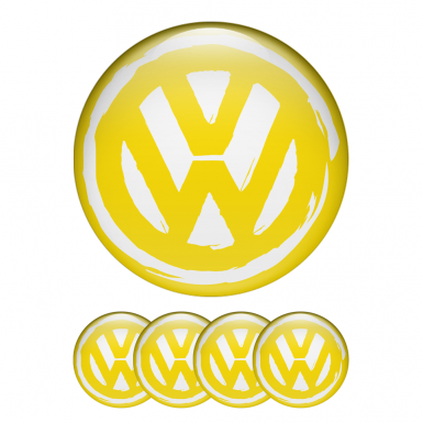 VW Center Hub Dome Stickers Yellow Brushed Style