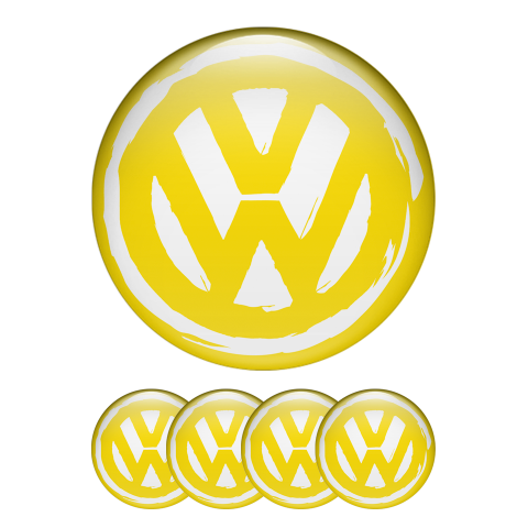 VW Center Hub Dome Stickers Yellow Brushed Style
