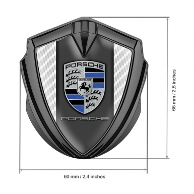 Porsche Trunk Metal Emblem Badge Graphite White Carbon Blue Crest Elements