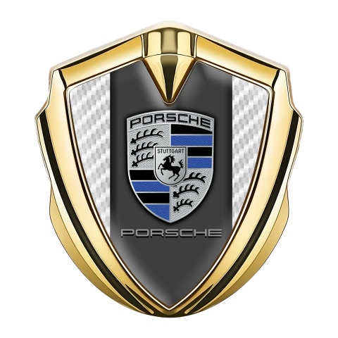 Porsche Trunk Metal Emblem Badge Gold White Carbon Blue Crest Elements