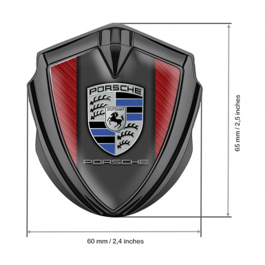 Porsche 3D Car Metal Domed Emblem Graphite Red Carbon Blue Crest Design