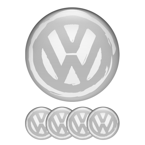 VW Dome Stickers Grey White Brushed Style Logo