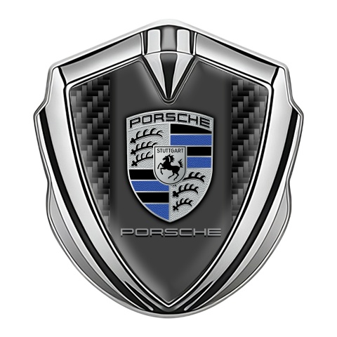 Porsche Bodyside Domed Emblem Silver Black Carbon Blue Elements Design