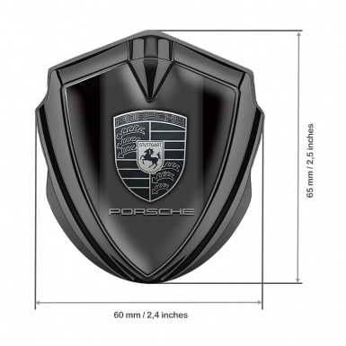 Porsche Self Adhesive Bodyside Emblem Graphite Black Base Monochrome Crest