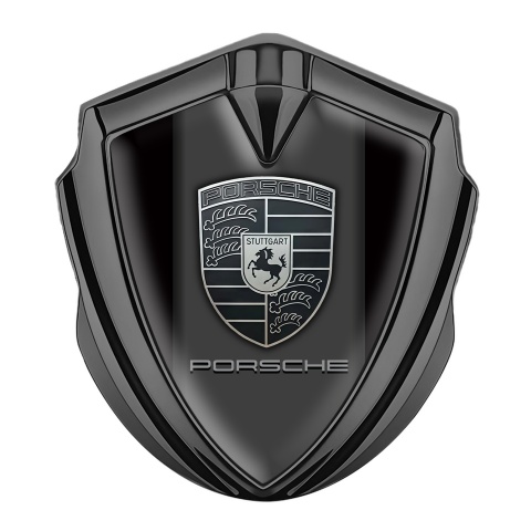Porsche Self Adhesive Bodyside Emblem Graphite Black Base Monochrome Crest