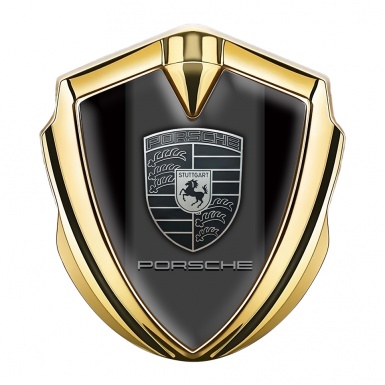 Porsche Self Adhesive Bodyside Emblem Gold Black Base Monochrome Crest