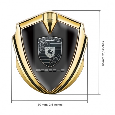 Porsche Self Adhesive Bodyside Emblem Gold Black Base Monochrome Crest