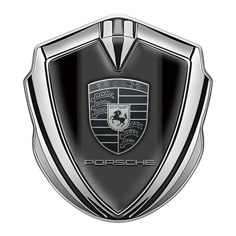 Porsche Self Adhesive Bodyside Emblem Silver Black Base Monochrome Crest