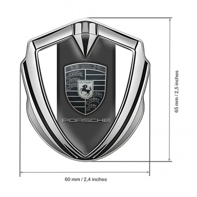 Porsche Metal Emblem Self Adhesive Silver White Pearl Monochrome Crest