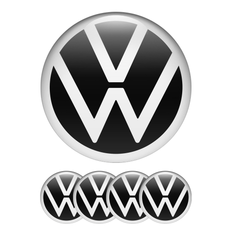VW Silicone Stickers Center Cap Black White New Style Logo