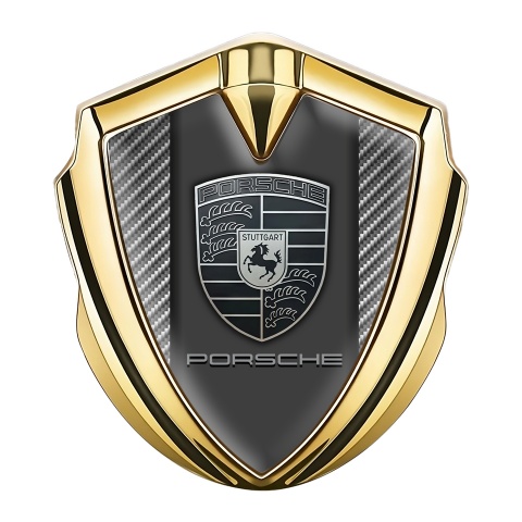Porsche Bodyside Badge Self Adhesive Gold Light Carbon Greyscale Logo