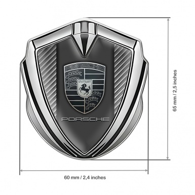 Porsche Bodyside Badge Self Adhesive Silver Light Carbon Greyscale Logo