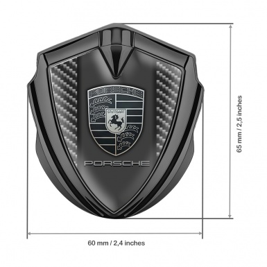 Porsche Trunk Emblem Badge Graphite Dark Carbon Frame Monochrome Logo
