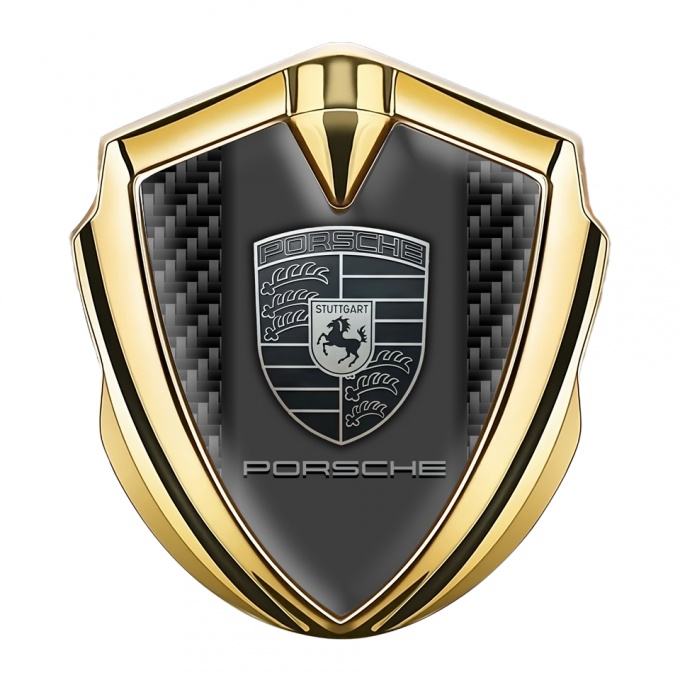 Porsche Fender Emblem Badge Gold Black Carbon Monochrome Edition