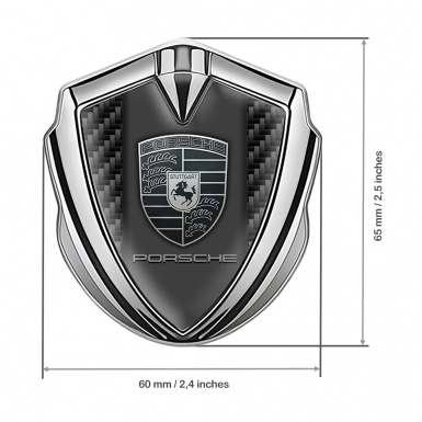 Porsche Fender Emblem Badge Silver Black Carbon Monochrome Edition