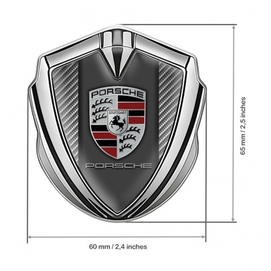 Porsche Metal Emblem Self Adhesive Silver Light Carbon Base Classic Variant