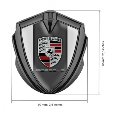 Porsche Bodyside Badge Self Adhesive Graphite Grey Color Base Clean Logo