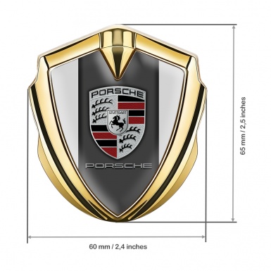 Porsche Bodyside Badge Self Adhesive Gold Grey Color Base Clean Logo