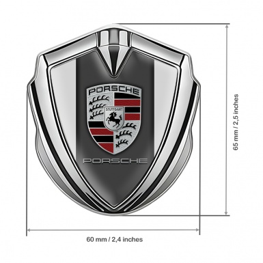 Porsche Bodyside Badge Self Adhesive Silver Grey Color Base Clean Logo