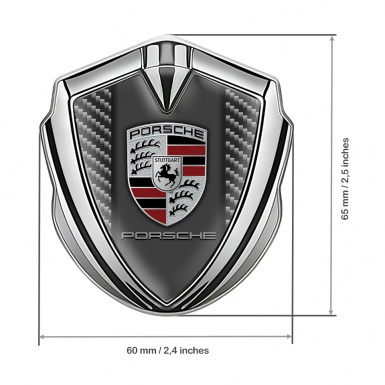 Porsche Tuning Emblem Self Adhesive Silver Light Carbon Red Elements Crest
