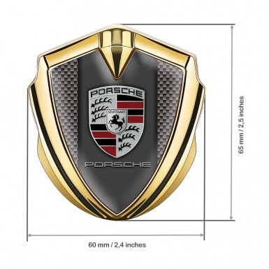 Porsche Fender Emblem Badge Gold Brown Carbon Red Elements Design