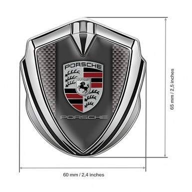 Porsche Fender Emblem Badge Silver Brown Carbon Red Elements Design